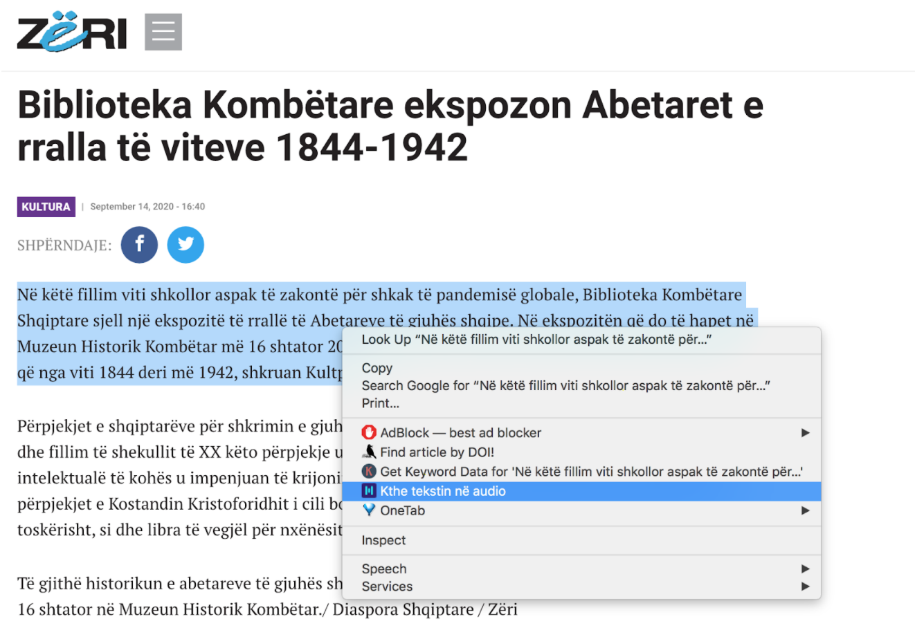 gazeta zeri chrome aktivizuar